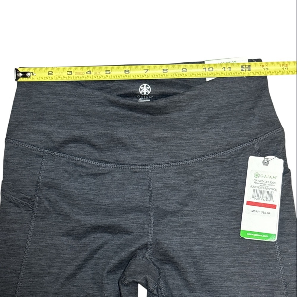 NWT Gaiam OM 7/8 High Rise‎ Petal Marled Legging Allover In Black Heather Size S - Picture 4 of 8